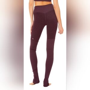  Alo Yoga Goddess Ribbed Legging in a burgundy/maroon space dye color #91